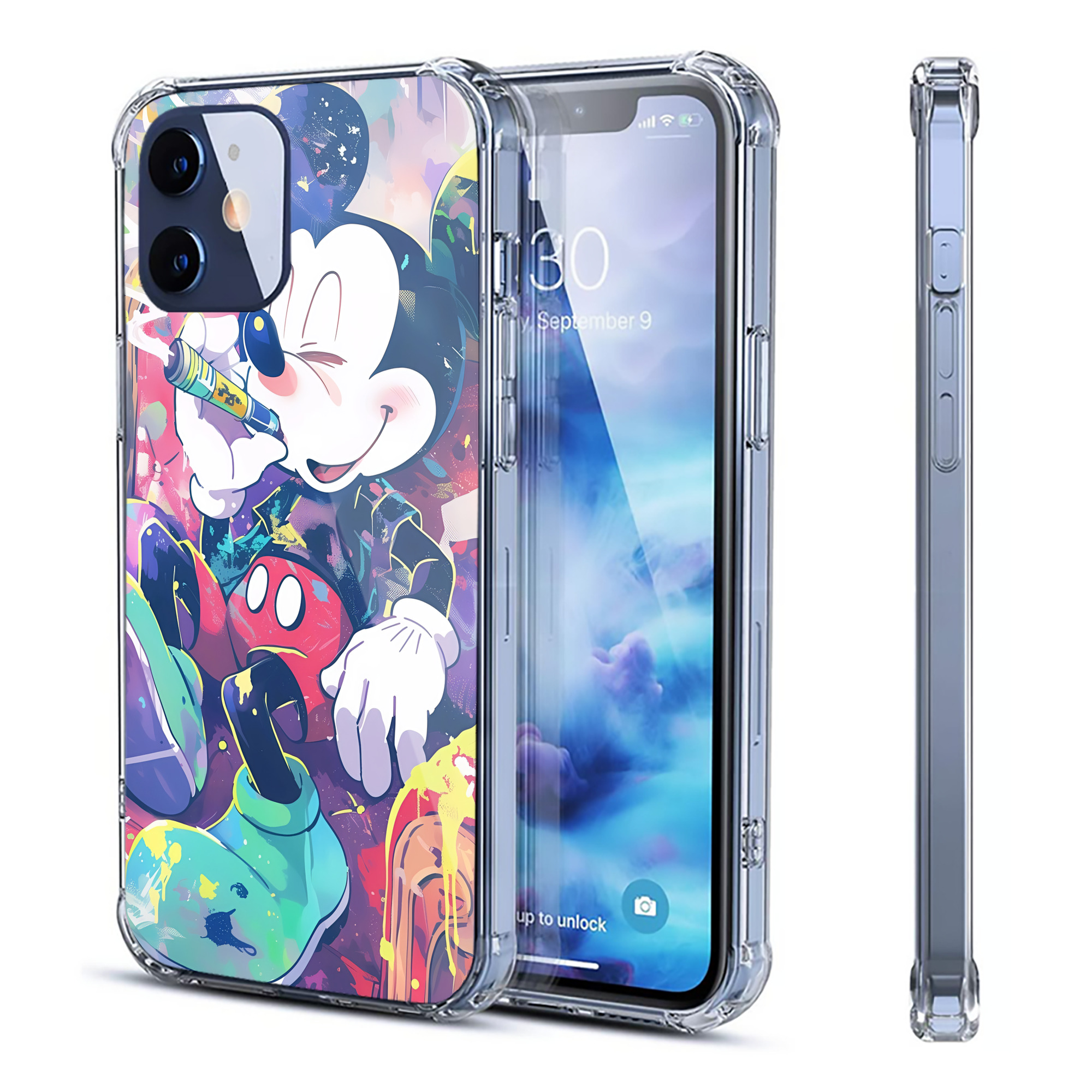 （画像用） ミッキーマウス Mickey Mouse 【iPhone 12シリーズ対応】透明スマホケース（クリアソフトケース）